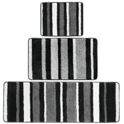 MDesign Assorted Microfiber Stripe Bath Rug For Tub/Shower, Set Of 3