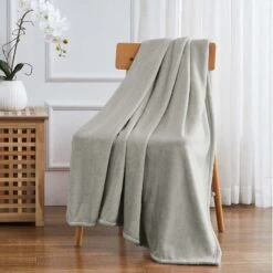 RT Designers Collection Morgan Perfect For Afternoon Naps Or Home Decor Solid Matte Fleece Throw 50"x70" Grey