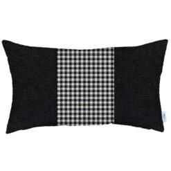 HomeRoots White And Black Houndstooth Lumbar Throw Pillow