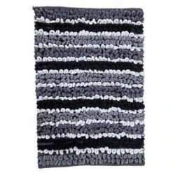 Dense Lush Pile Of This Luxurious Yarn Dyed Multi Colored Bath Rug With Non-Skid Back Is Super Soft 21" X 34" Black/White/Ash