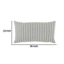 14 X 26 Accent Lumbar Pillow, Down, Striped Pattern, Gray, White Fabric-Benzara -Bed Linings Sale 597092885286489aaaac65a7e45f90c6
