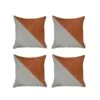 HomeRoots Set Of 4 White And Faux Leather Lumbar Pillow Covers