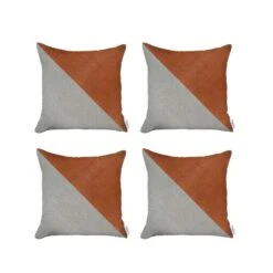 HomeRoots Set Of 4 White And Faux Leather Lumbar Pillow Covers