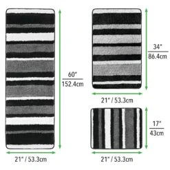 MDesign Assorted Microfiber Stripe Bath Rug For Tub/Shower, Set Of 3 13 MDesign Assorted Microfiber Stripe Bath Rug For Tub/Shower, Set Of 3 -Bed Linings Sale 5a9a962531c3461db3823dc0618ff410
