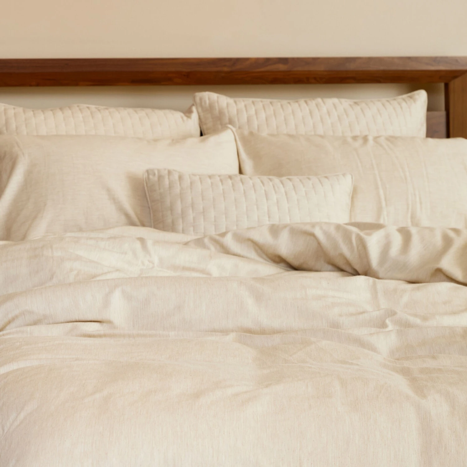 BedVoyage Melange Rayon Bamboo Cotton Quilted Standard Shams 2pk - Sand 6 BedVoyage Melange Rayon Bamboo Cotton Quilted Standard Shams 2pk - Sand - Image 6