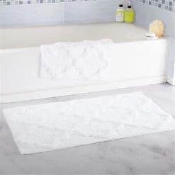 Lavish Home 100 Percent Cotton Trellis Bathroom Mat Set - 2 Piece