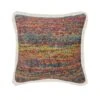 20" Red And Yellow Chindi Fringe Square Throw Pillow