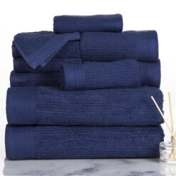 Lavish Home Ribbed 100 Percent Cotton Towel Set, 10 Piece