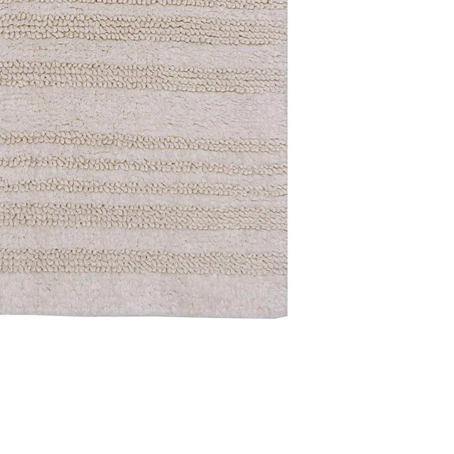 Knightsbridge Luscious Textured Striped All Season Soft Plush Cotton Reversible & Soft Bath Rug 21" X 34" Ivory 2 Knightsbridge Luscious Textured Striped All Season Soft Plush Cotton Reversible & Soft Bath Rug 21" X 34" Ivory - Image 2
