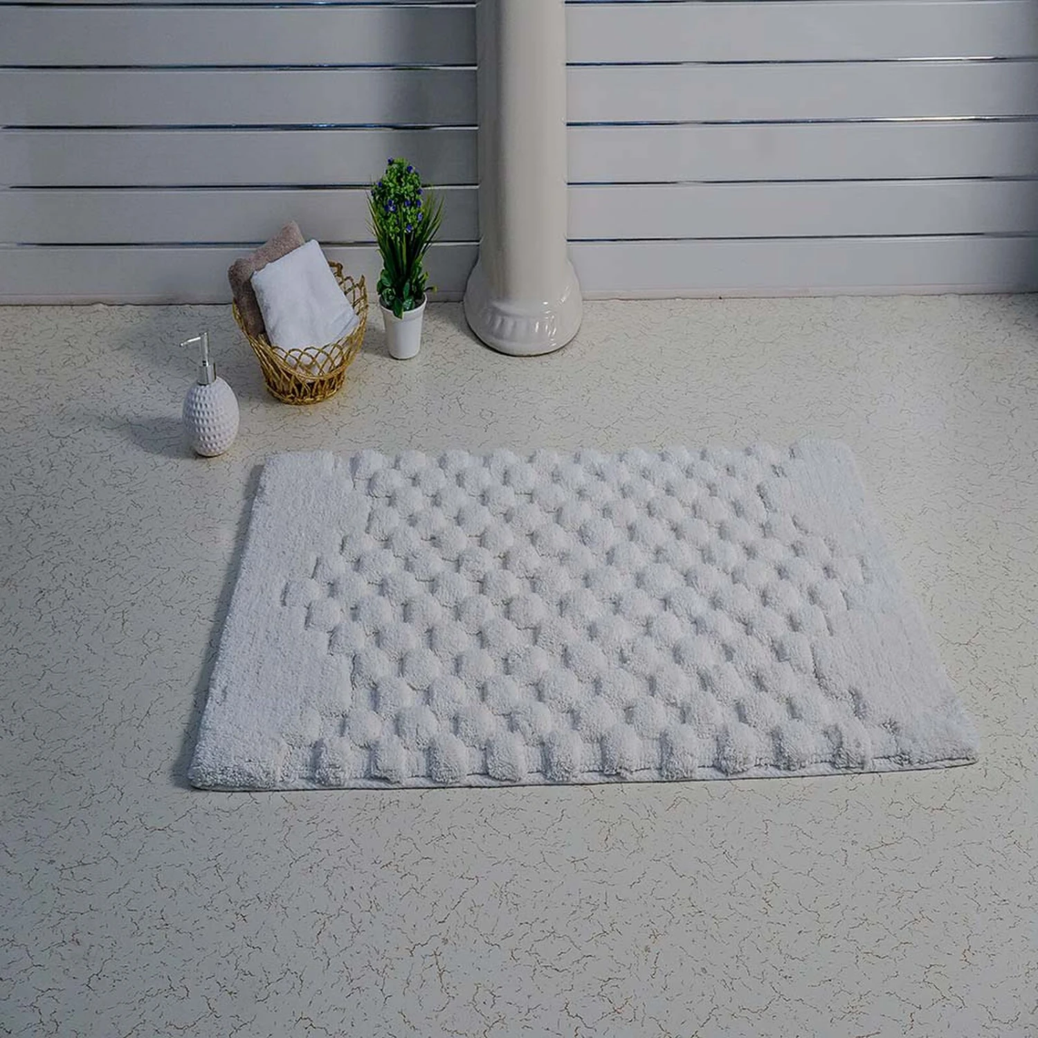 Knightsbridge Luxurious Block Pattern High Quality Year Round Cotton With Non-Skid Back Bath Rug 20" X 30" Ivory 1 Knightsbridge Luxurious Block Pattern High Quality Year Round Cotton With Non-Skid Back Bath Rug 20" X 30" Ivory