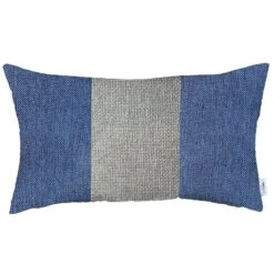 HomeRoots 12" X 20" Blue And Grey Geometric Zippered Handmade Polyester Lumbar Pillow Cover