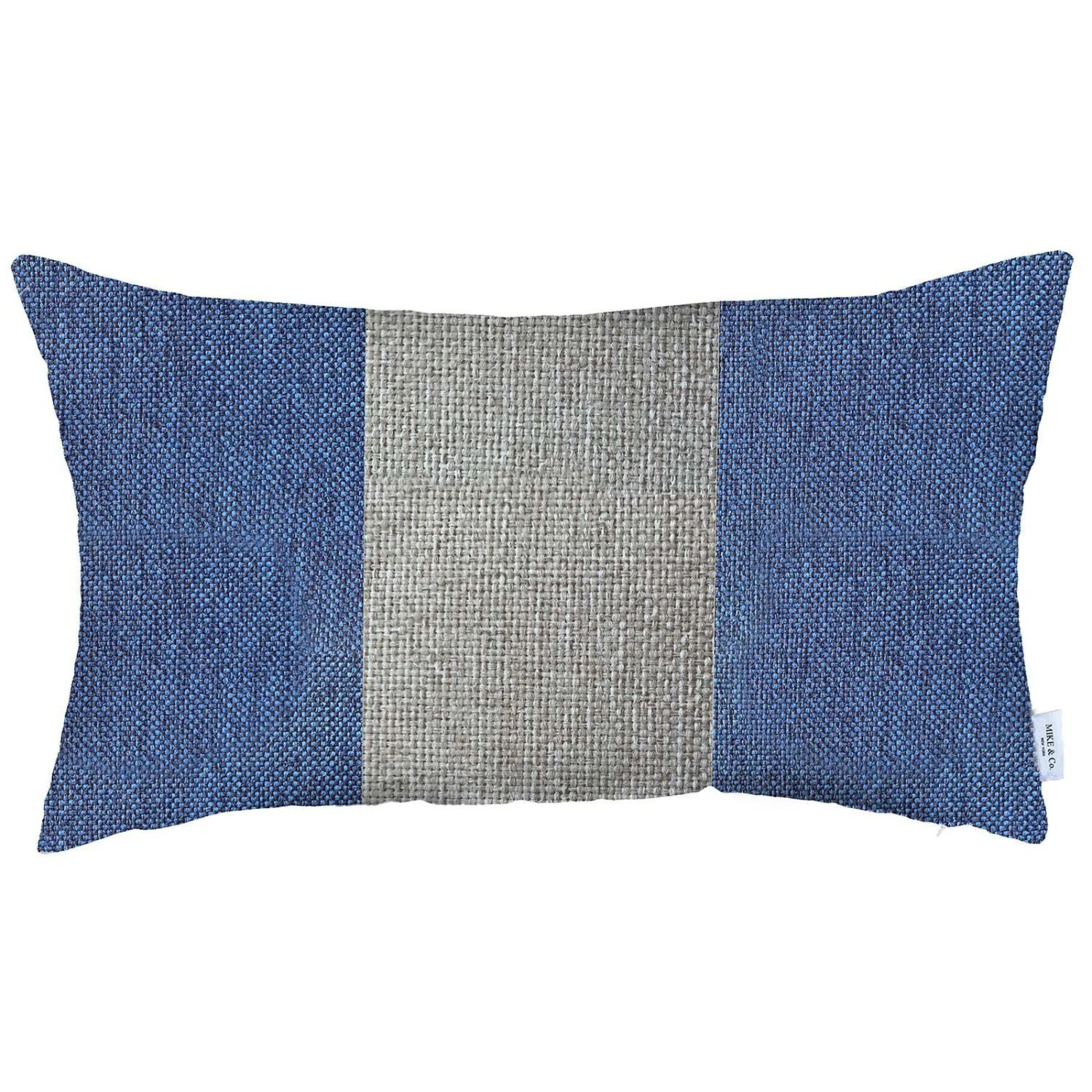 HomeRoots 12" X 20" Blue And Grey Geometric Zippered Handmade Polyester Lumbar Pillow Cover