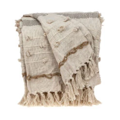 HomeRoots Classic Boho Fringed And Textured Woven Handloom Throw