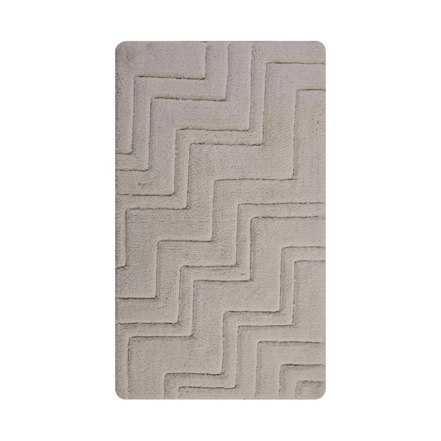Castle Hill Interesting Zig Zag Pattern Soft Plush Cotton Absorbent Non Skid Back Bath Rug 24" X 40" Ivory 1 Castle Hill Interesting Zig Zag Pattern Soft Plush Cotton Absorbent Non Skid Back Bath Rug 24" X 40" Ivory