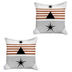 Homezia Set Of Two 18" X 18" Gray Black White And Red Polyester Throw Pillow -Bed Linings Sale 636569d82a26422a8f2203cce0704862