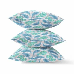 HomeRoots 20” Green Indigo Boho Paisley Zippered Suede Throw Pillow