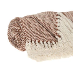 HomeRoots Parkland Collection Transitional Herringbone Rust Rectangle 50" X 60" Throw