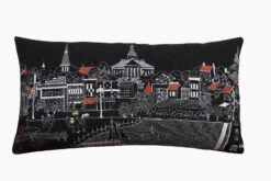 HomeRoots 24" Black Annapolis Nighttime Skyline Lumbar Decorative Pillow