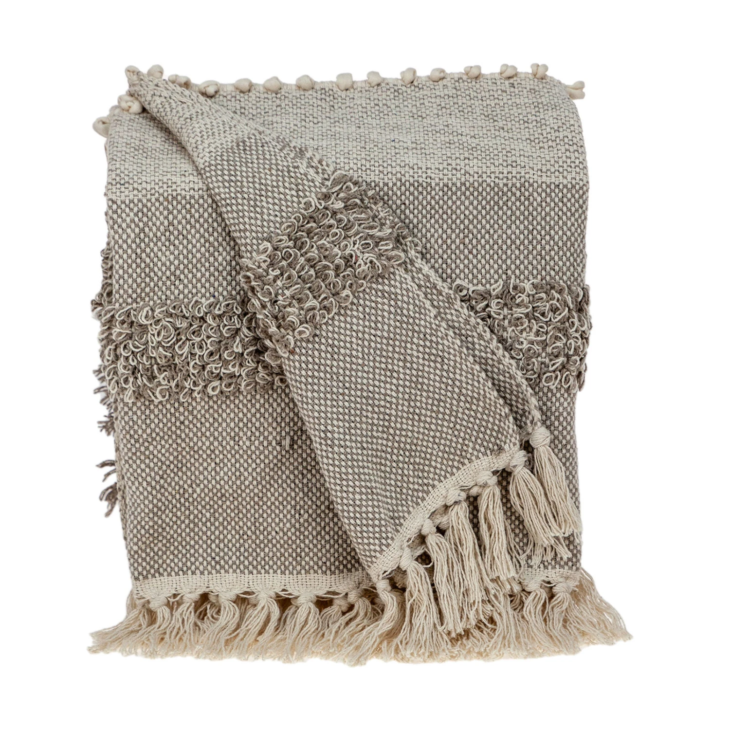HomeRoots Beige Woven Wool Solid Color Reversable Throw 1 HomeRoots Beige Woven Wool Solid Color Reversable Throw