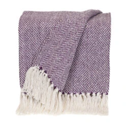 HomeRoots Parkland Collection Transitional Herringbone Purple Rectangle 50" X 60" Throw