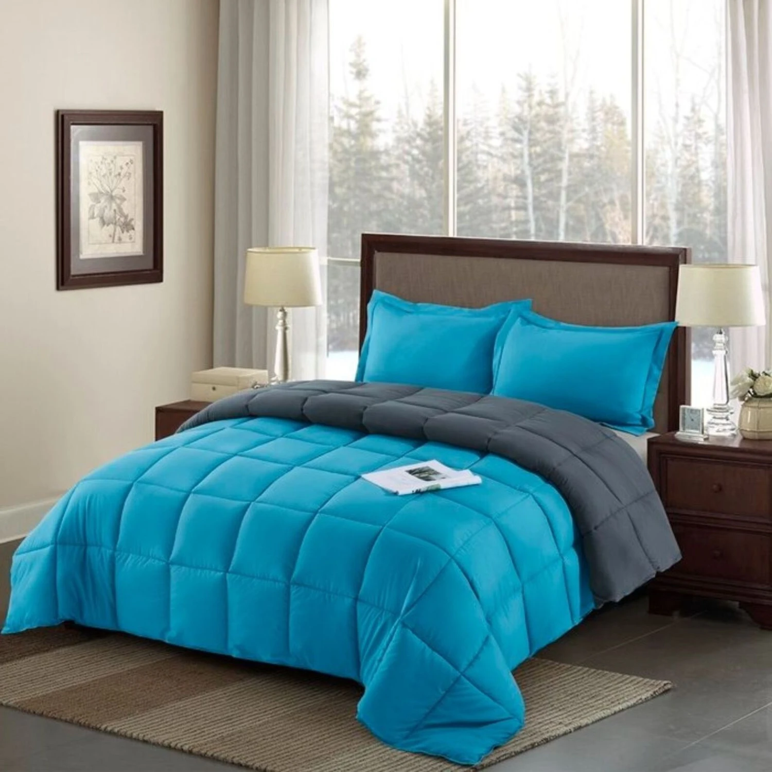 QuikFurn Traditional Microfiber Reversible 3 Piece Comforter Set 2 QuikFurn Traditional Microfiber Reversible 3 Piece Comforter Set - Image 2