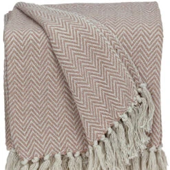 HomeRoots Pink Woven Cotton Solid Color Reversable Throw