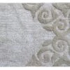Bathroom Rug Damask Pattern Beige & Ivory 20"x32"