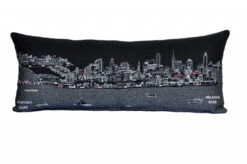 HomeRoots 35" Black Philadelphia Nighttime Skyline Lumbar Decorative Pillow