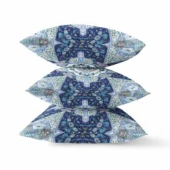 Homezia 20"Indigo Blue Floral Geo Zippered Suede Throw Pillow -Bed Linings Sale 6f37bd28e63042c4906e651dacb2899c