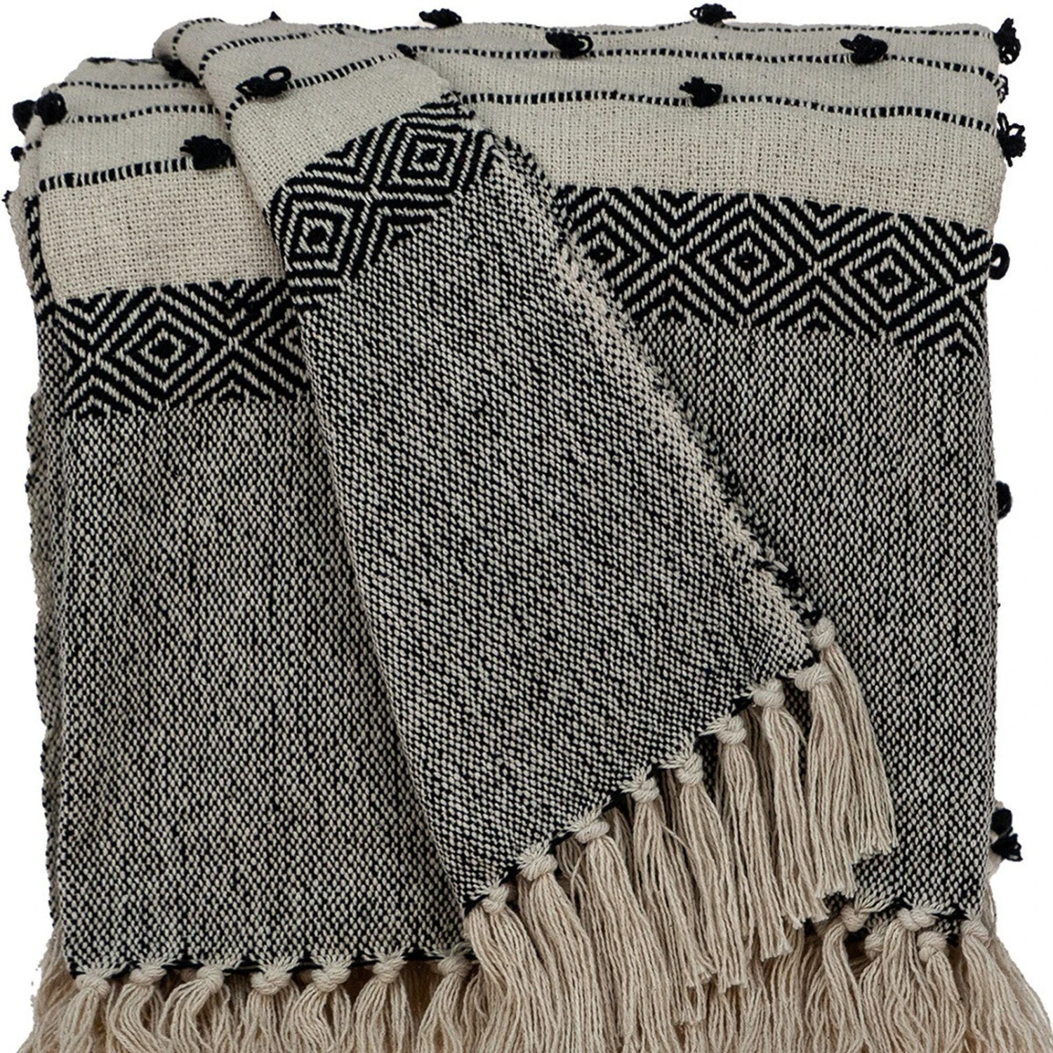 HomeRoots Beige And Black Woven Wool Solid Color Reversable Throw 1 HomeRoots Beige And Black Woven Wool Solid Color Reversable Throw