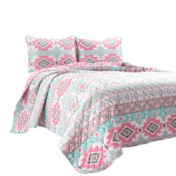 Navajo Stripe Malibu Reversible Oversized Quilt 2Pc Set
