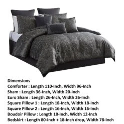 Pixie 10 Piece Polyester King Comforter Set, Damask Pattern, Charcoal Gray-Benzara 9 Pixie 10 Piece Polyester King Comforter Set, Damask Pattern, Charcoal Gray-Benzara -Bed Linings Sale 7112d53ae8ff44d1991d03fb49f82094
