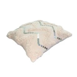 18 X 18 Square Cotton Accent Throw Pillow, Handcrafted Chevron Patchwork, Sequins, Set Of 2, Blush Pink-Benzara -Bed Linings Sale 72491d2e19274429b2931995c4d96945