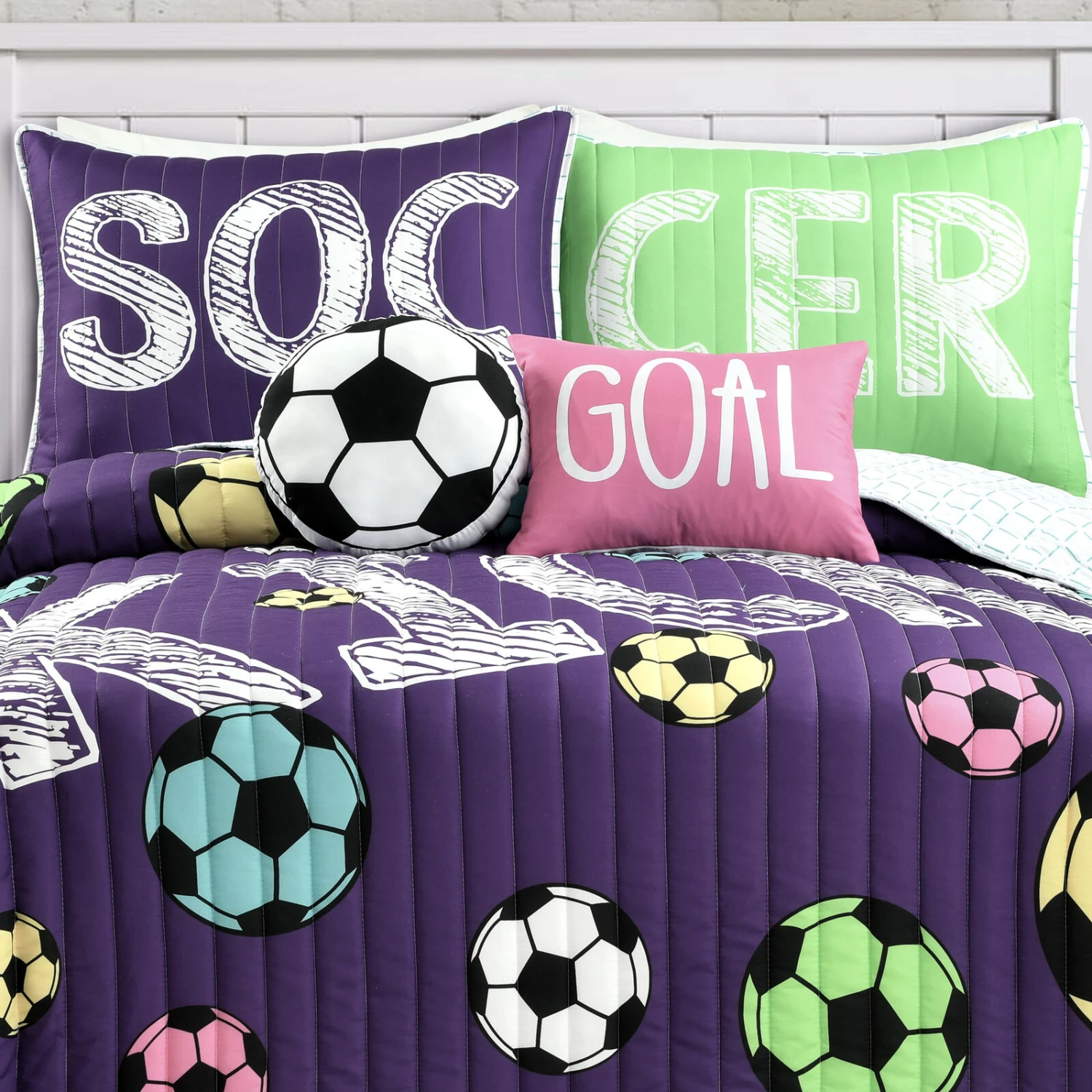 Girls Soccer Kick Quilt 5Pc Set 4 Girls Soccer Kick Quilt 5Pc Set - Image 4