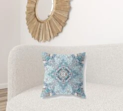 Homezia 20"Light Blue Boho Flower Zippered Suede Throw Pillow -Bed Linings Sale 7339860c97384f3596fcc01c9d42bee8
