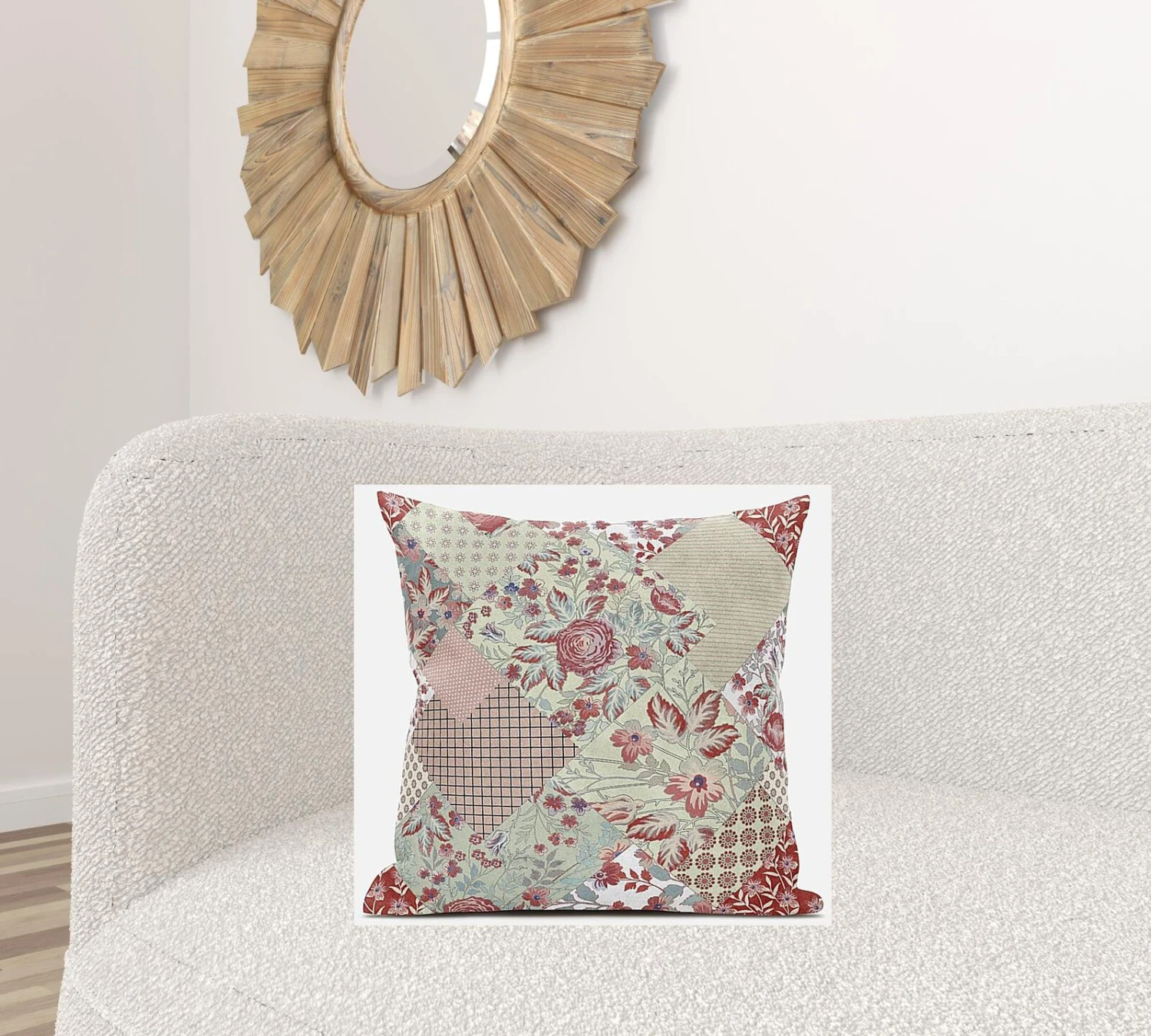 Homezia 20" Red White Floral Zippered Suede Throw Pillow 4 Homezia 20" Red White Floral Zippered Suede Throw Pillow - Image 4