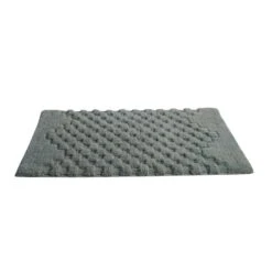 Knightsbridge Luxurious Block Pattern High Quality Year Round Cotton With Non-Skid Back Bath Rug 20" X 30" Sage