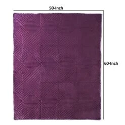 Rio 60 Inch Quilted Throw Blanket, Diamond Stitching, Purple Dutch Velvet-Benzara -Bed Linings Sale 74b516b819544edc9f72ebbe6aa2052b