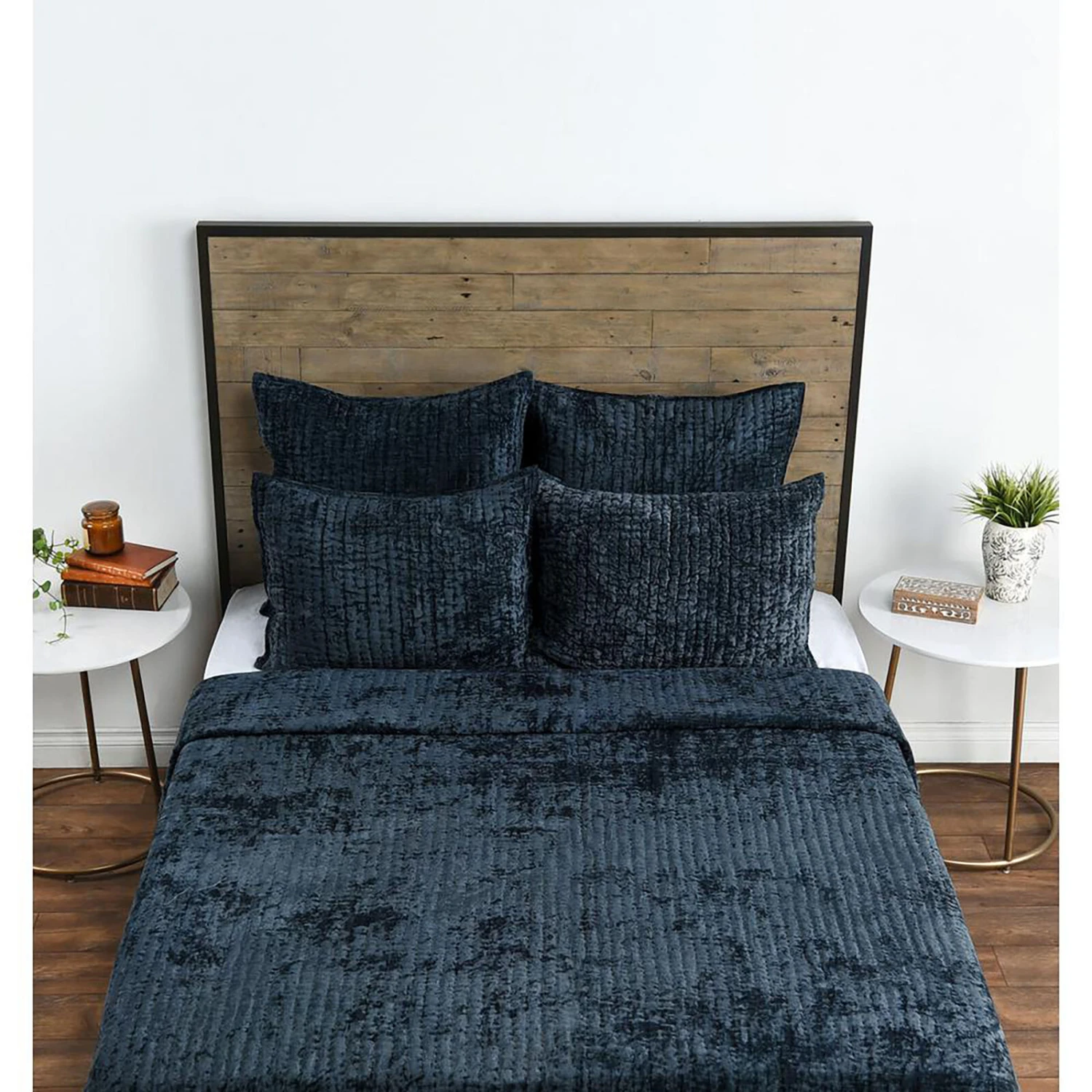 Kosas Home Dimitry 100% Rayon Velvet Ocean Blue King Quilt By Kosas Home 2 Kosas Home Dimitry 100% Rayon Velvet Ocean Blue King Quilt By Kosas Home - Image 2