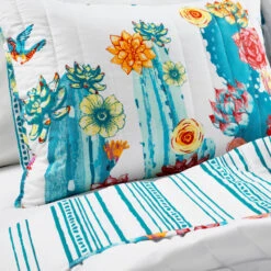 Southwest Vibrant Cactus Reversible Oversized Quilt 3Pc Set -Bed Linings Sale 793366261ba64a6a9dbce76fcbb480b1