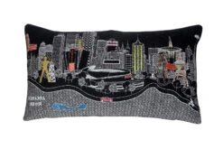 HomeRoots 24" Black Tulsa Nighttime Skyline Lumbar Decorative Pillow