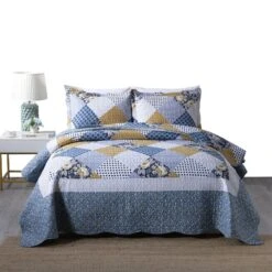MarCielo 3 Piece Quilted Bedspread Quilt Set Lightweight Bedspread