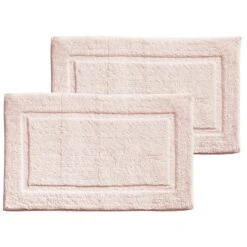 MDesign 100% Cotton Bath Mat, Hotel-Style Bathroom Floor Rug, 2 Pack