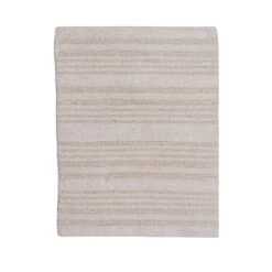 Knightsbridge Luscious Textured Striped All Season Soft Plush Cotton Reversible & Soft Bath Rug 21" X 34" Ivory