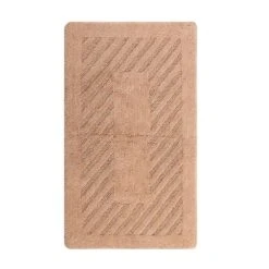 Knightsbridge Diagonal Racetrack 100% Cotton Reversible Bath Rug 22 X 60 Natural