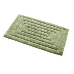 Knightsbridge Stylish And Comfortable All Season Traditional Racetrack Design Cotton Bath Rug 17" X 24" Sage