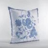 HomeRoots 20” Blue White Wildflower Suede Throw Pillow