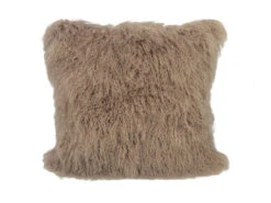 HomeRoots 20" Beige Genuine Tibetan Lamb Fur Pillow With Microsuede Backing
