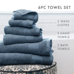 6 Bathroom Towels 100% Cotton Essentials -Bed Linings Sale 817337eeca094e0bb42ad8049649f5f8