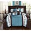 Chic Home Jack Pintuck Pieced Color Block Embroidery BedBag Comforter Set With Sheets Twin 8 Piece